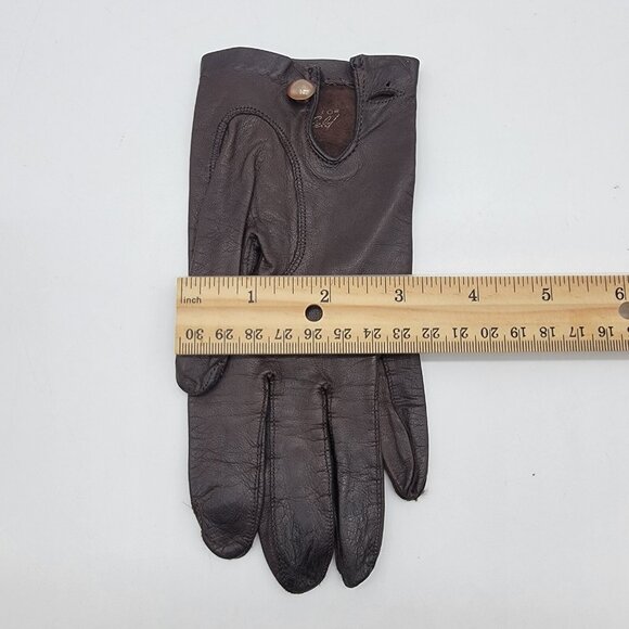 Vintage Alexette Bacmo Leather Gloves Size 6.5 Super Soft‎ Brown Button Close - Picture 5 of 7